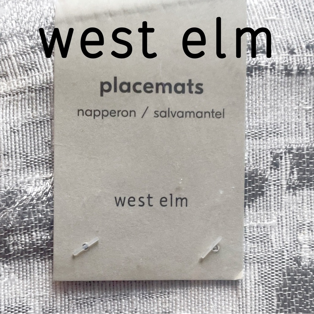 West Elm 🆕 Textured Jacquard Placemats (Two Pieces) • Platinum Bark • NWT - Picture 3 of 13